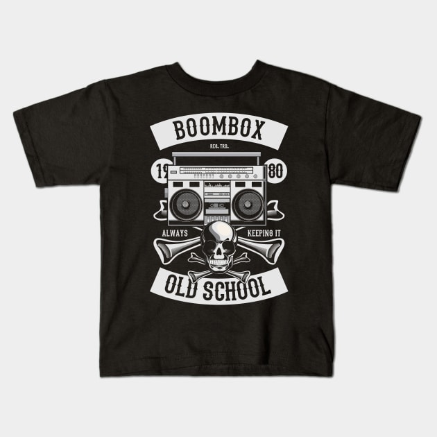 Boombox Old School Kids T-Shirt by Hudkins